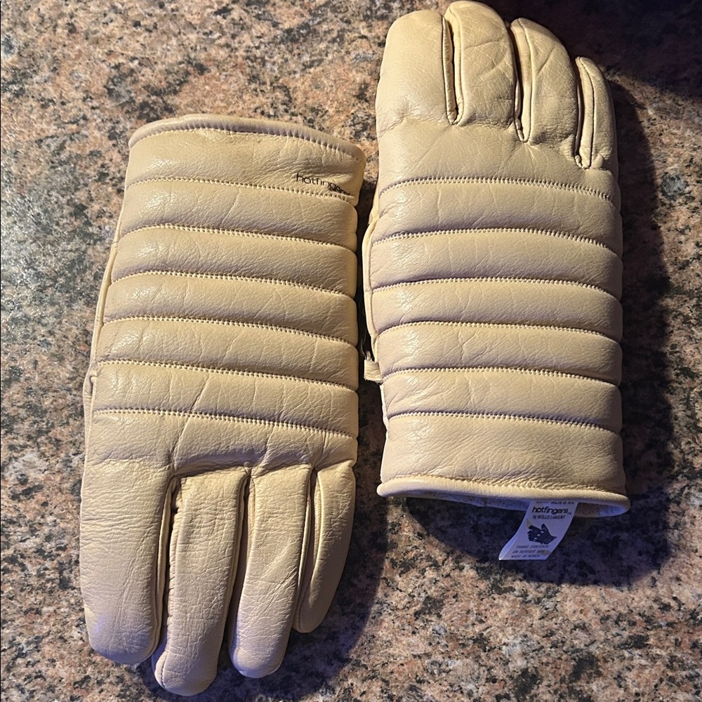 Extra large men’s Hot fingers by Wells Lamont  Beige Quilted Leather Gloves